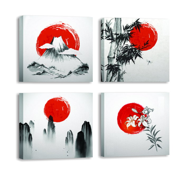 Wallity FRJ03 Set de 4 Lienzos Decorativos Multicolor de 30 x 30 cm Wallity FRJ03 Set de 4 Lienzos Decorativos Multicolor de 30 x 30 cm